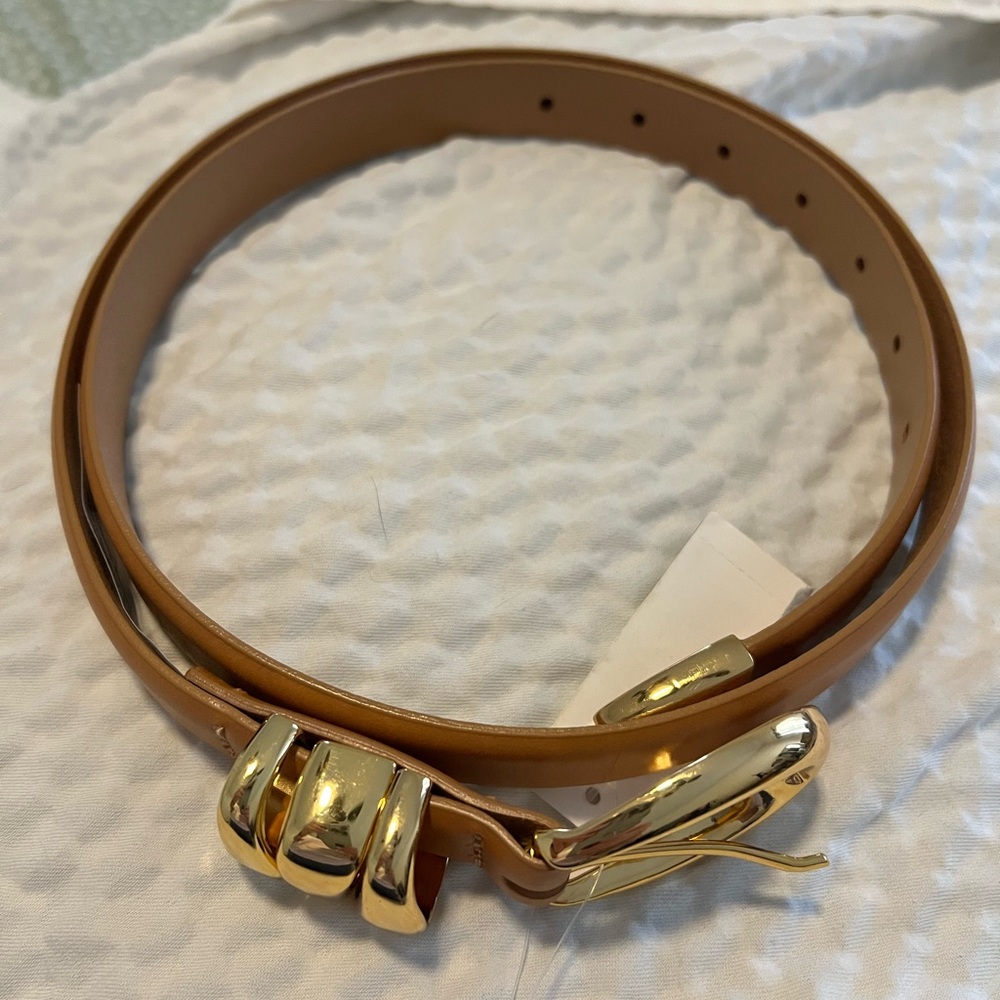 Madewell triple bucket leather belt dessert color L